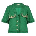 Tweed jasje van het merk Nukus met korte mouwen, twee klepzakken en goudkleurige knopen in de kleur groen.