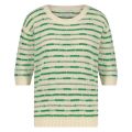 Gebreide trui met korte mouwen en gestreept patroon van het merk Nukus in de kleur groen.