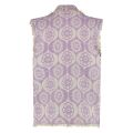 Gilet van het merk Nukus met ingeweven patroon, omgeslagen kraag en gerafelde randen in de kleur lila.