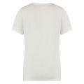T-Shirt van het merk Nukus met V-hals met uitgewerkte bies in de kleur wit.
