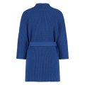 Gebreid vest met V-hals, lange mouwen en strikceintuur van het merk Nukus in de kleur royal blue.