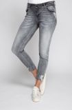 Stretch jeans met worn look in de kleur grijs.