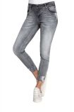 Stretch jeans met worn look in de kleur grijs.