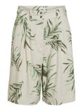 Korte loose fit broek met leaf print en tailleband met riemlussen in de kleur sandshell.