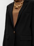 Lange blazer met reverskraag, knoop en klepzakken in de kleur zwart.