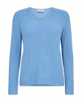 Gebreide trui met V-hals en lange mouwen van Freequent in de kleur blauw.