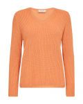 Gebreide trui met V-hals en lange mouwen van Freequent in de kleur oranje.