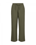 Wijde broek met elastieken tailleband van het merk Freequent in de kleur groen.