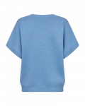 Blauwe trui met korte mouwen en v-hals van het merk Freequent.