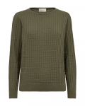 Fijngebreide trui met patroon van het merk Freequent in de kleur groen.