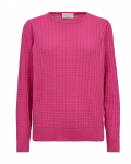 Fijngebreide trui met patroon van het merk Freequent in de kleur roze.