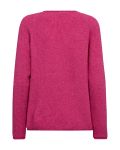 Roze gebreide trui van Freequent met lange moweun en een v-hals.