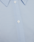 Gestreepte blouse van het merk Freequent met elastieken boord, blousekraag en lange mouwen met elastieken boordje in de kleur della robia blue/off white.