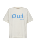 T-Shirt van het merk Freequent met ronde hals, korte mouwen en print aan de voorkant in de kleur off white/blauw.
