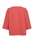 Sweatshirt van Freequent met ronde hals, driekwart mouwen en een print in de kleur koraal.