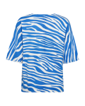Freequent top met all-over print, korte mouwen en ronde hals in de kleur blauw.