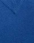 Gebreide top met V-hals en korte mouwen van Freequent in de kleur blauw.