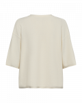 Fijnbrei trui met korte mouwen en V-hals in de kleur off white van het merk Freequent.