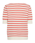 Pullover van Freequent met korte mouwen, ronde hals en oranje strepen in de kleur off white.