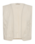 Gilet van het merk Freequent zonder sluiting en met geborduurde bloemen in d ekleur moonbeam/off white.