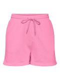 Korte broek van het merk Pieces gemaakt van sweatstof met high waist met elastiek en een drawstring in de kleur begonia pink.