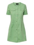 Denim jurkje met korte mouw, knoopsluiting en getailleerde fit van het merk Pieces in de kleur absinthe green.
