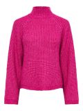 Gebreide pullover met hoge hals en lange raglanmouwen van het merk Pieces in de kleur rose violet.