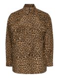 Leopard print blouse met lange mouwen en borstzakken van het merk Pieces in de kleur zwart.