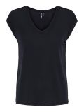 T-Shirt van het merk Pieces met korte mouw en V-hals met een regular fit in de kleur zwart.
