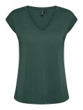 T-Shirt van het merk Pieces met korte mouw en V-hals met een regular fit in de kleur trekking green.