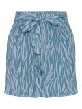 Korte high waist broek van het merk Pieces met strikceintuur met all-over print in de kleur kentucky blue.