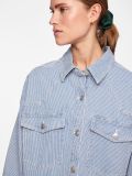 Pieces blouse van denim met gestreept dessin in de kleur blauw/off white.