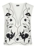 Gilet van het merk Pieces met geborduurde bloemen in de kleur wit/zwart.