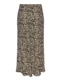 Midi rok met animal print, split en elastieken tailleband van het merk Pieces in de kleur white pepper.