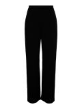 Wijde broek van het merk Pieces met high waist en elastieken tailleband in de kleur zwart.
