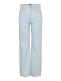 High waist jeans met wijde pijpen van het merk Pieces in de kleur light blue denim.