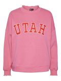 Sweater met rubberen Utah print aan de voorkant van het merk Pieces in de kleur chateau rose.