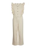 Mouwloze denim jumpsuit met ruches van het merk Pieces in de kleur raw cotton.