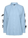 Blouse, licht blauw, pieces, strikjes