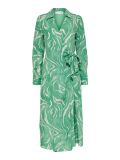 Overslagjurk met kraag, lange mouwen met manchetten en strikdetail in de zij van het merk Selected Femme in de kleur absinthe green.