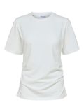 T-Shirt met ronde hals, korte mouwen en geplooide zijnaden van het merk Selected Femme in de kleur snow white.