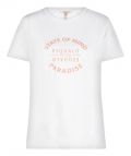T-Shirt van het merk Esqualo opdruk, korte mouwen en ronde hals in de kleur off white/oranje.