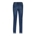 High waist jeans met elastieken tailleband met drawstring in de kleur blauw.