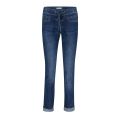 High waist jeans met elastieken tailleband met drawstring in de kleur blauw.