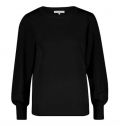 Pullover met ronde hals en lange pofmouwen in de kleur zwart.