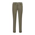 High rise broek van het merk Rosner met tailleband met riemlussen, steekzakken voor en faux paspelzakken achter in de kleur donker groen.