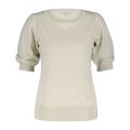 Pullover met korte pofmouwen, ronde hals en geribde boorden in de kleur off white.