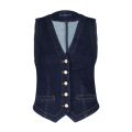 Denim gilet van het merk Red Button met V-hals, knoopsluiting en paspelzakken in de kleur donker blauw.