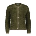 Kort boucle vest van het merk Red Button met ronde hals en knoopsluiting in de kleur groen.