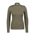 Geribde pullover met turtleneck, lange mouwen en subtiel glittertje in de kleur dark khaki.